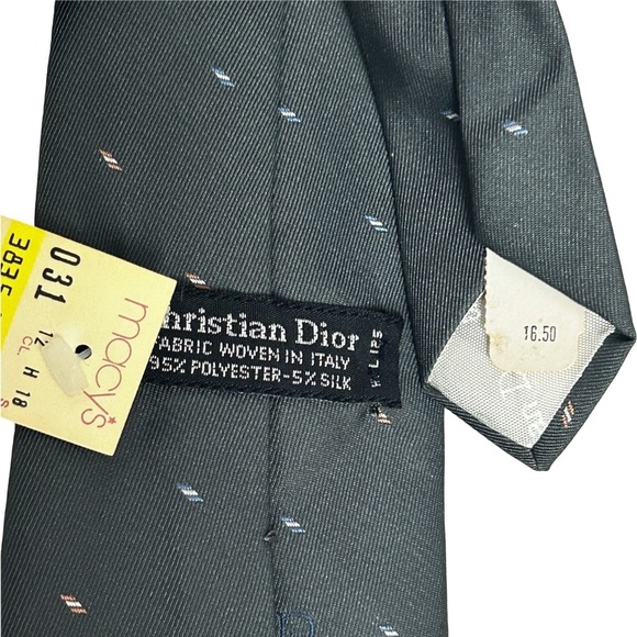 Christian Dior Vintage Luxury Necktie Tie Silk Blend Stylized Dot Pattern NOS - Picture 5 of 13